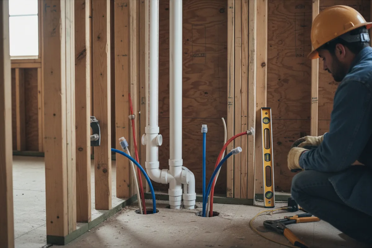 Drain and supply rough-in during Drain Cleaning in Woodbridge